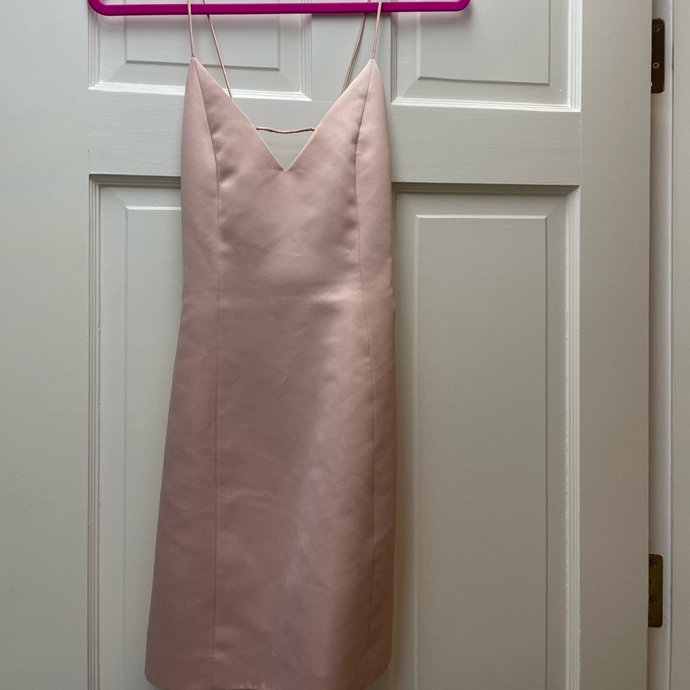 Alice and Olivia Satin Mini Dress in Blush Pink